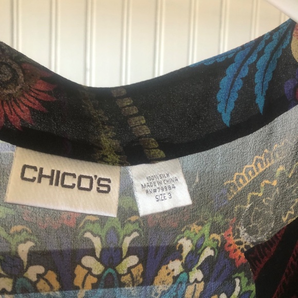 Chico’s Floral Silk Blouse - Picture 2 of 5